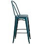 Flash Furniture Cindy Contemporary Metal Barstool with Vertical Back, Distressed Kelly Blue-Teal (ET353430KB)~#|#~sp111678427_sc7