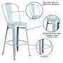 Flash Furniture Cindy Contemporary Metal Barstool with Vertical Back, Distressed Green-Blue (ET353430DB)~#|#~sp111678438_sc7