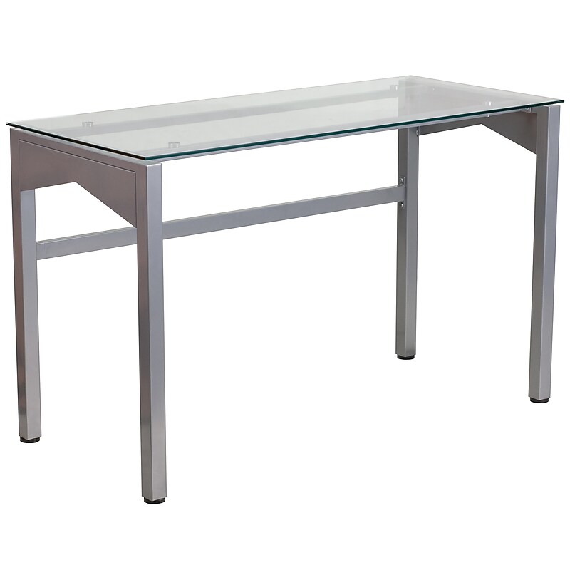 Flash Furniture 47" Glass Glass Computer Desks Clear/Silver (NANYLCD1219) image 1
