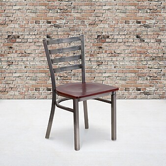 Flash Furniture HERCULES Ladder Back Metal Restaurant Chair; Mahogany Wood Seat (XUDG694CLADMAHW)