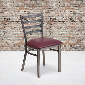 Flash Furniture HERCULES Ladder Back Metal Restaurant Chair; Burgundy Vinyl Seat (XUDG694CLADBURV)