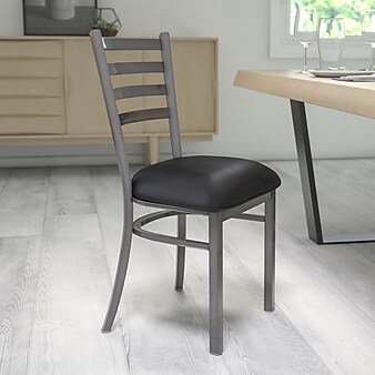 Flash Furniture HERCULES Ladder Back Metal Restaurant Chair; Black Vinyl Seat (XUDG694CLADBLKV)