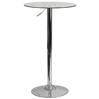 Flash Furniture 23.5'' Round Adjustable-Height Glass Table (Adjustable Range 33.5'' to 41'') (CH5)