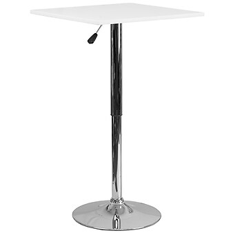 Flash Furniture 23.75'' Square Adjustable-Height White Wood Table (Adjustable 33'' to 40.5'') (CH1)