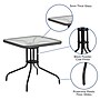 Flash Furniture Barker Square Table with Rattan Edging, 28" x 28", Clear/Gray (TLH073RGY)~#|#~sp111678731_sc7