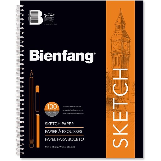 Bienfang 11" x 14" Wire Bound Sketch Pad, 100 Sheets/Pad (R237130) Staples