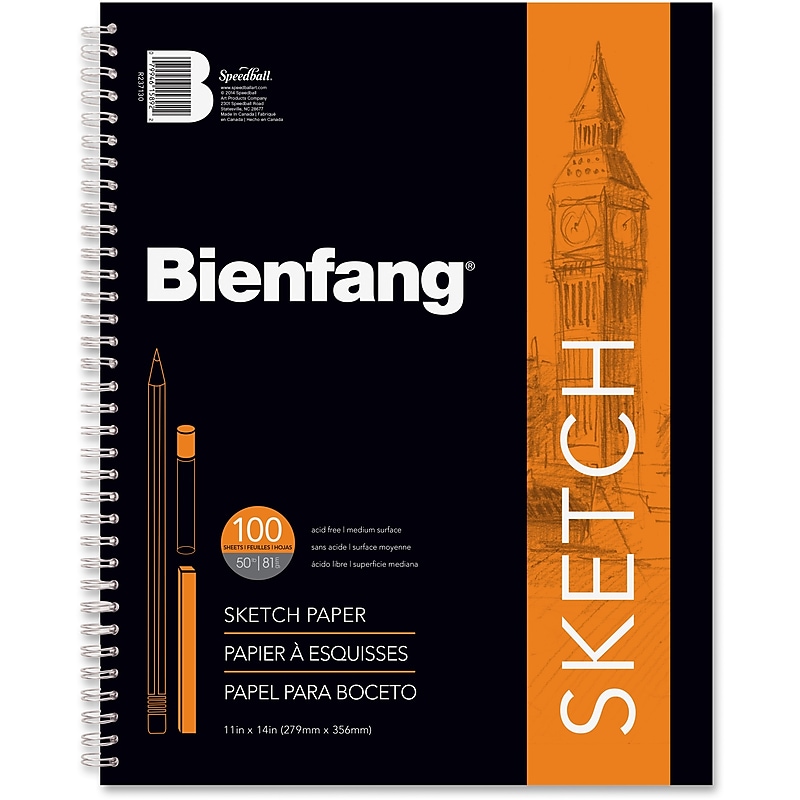 Bienfang 11" x 14" Wire Bound Sketch Pad, 100 Sheets/Pad (R237130) image 1