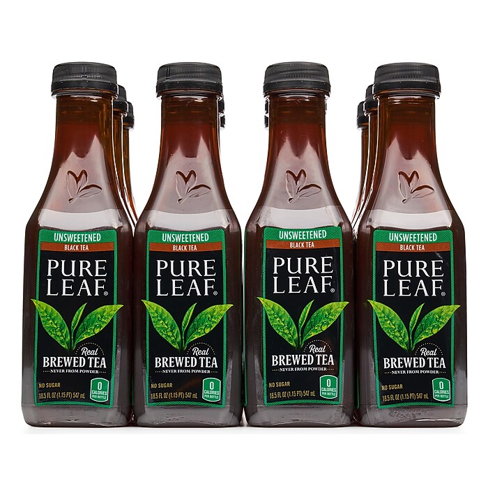 Pure Leaf Unsweetened Black Tea Bottles, 18.5 oz., 12/Carton