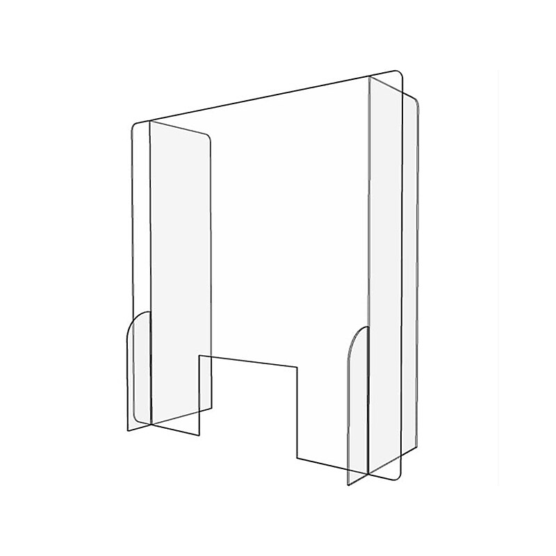 Gemini Surface Mount Paneled Sneeze Guard with Window, 32"H x 32"W, Clear Acrylic (PSG3232-WW-118) image 1