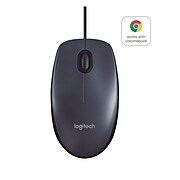 Logitech® M100 Corded Optical Mouse, Black (910-001601)