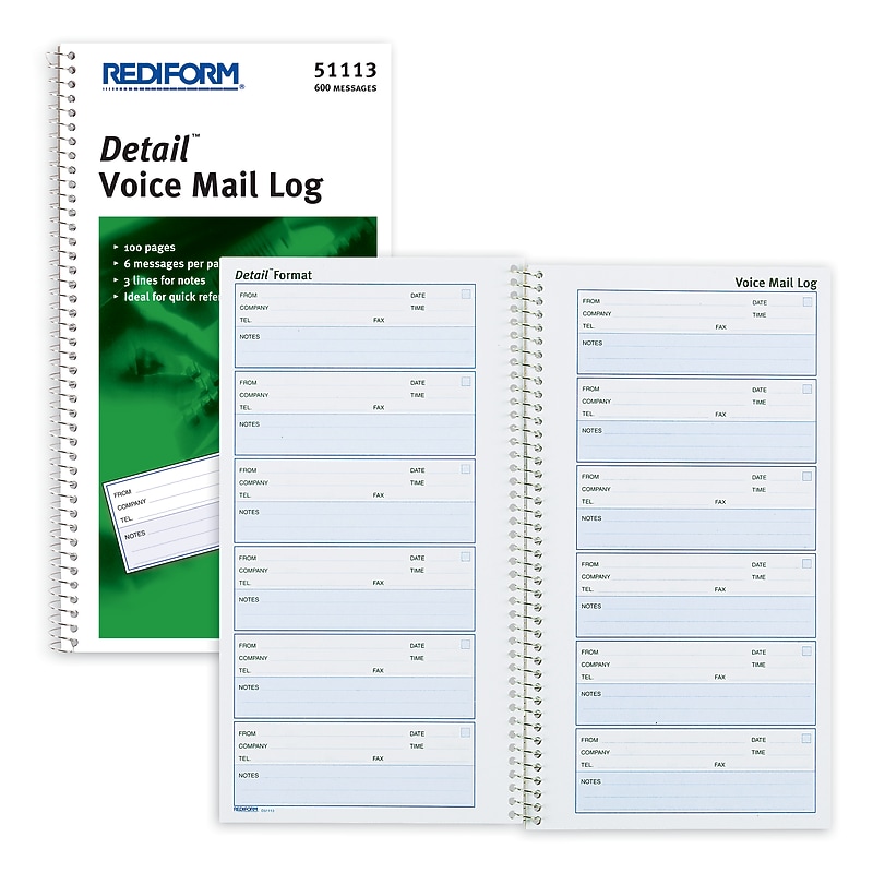 Rediform Detail Phone Message Pad, 10.63" x 5.63", White, 100 Sheets/Pad (51113) image 1