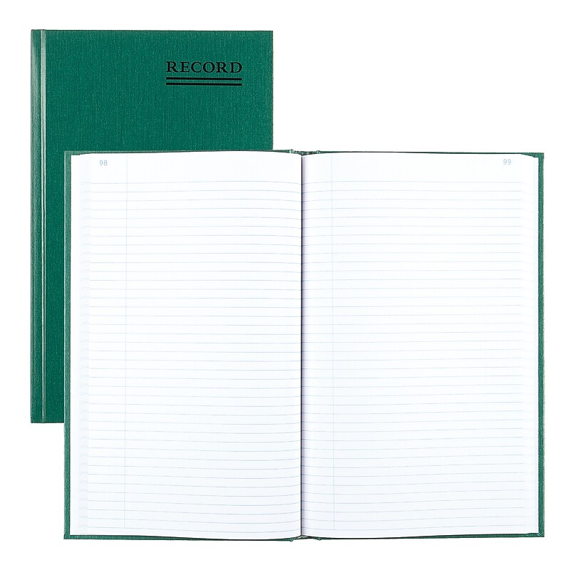Rediform Emerald Series Record Book, 7.31"W x 11.88"H, Green, 250 Sheets/Book (56151) image 1