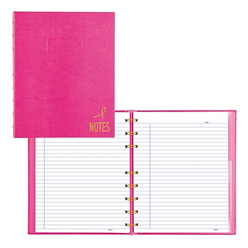Blueline NotePro Executive Pink Ribbon Notebook, 75 Ruled Sheets, White