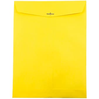 JAM Paper® 10 x 13 Open End Catalog Colored Envelopes with Clasp Closure, Yellow Recycled, 25/Pack (900906710a)