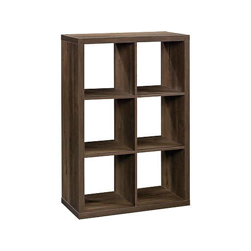 Sauder 6Shelf 31"H Cube Bookcase, Smoked Oak (430193) Staples