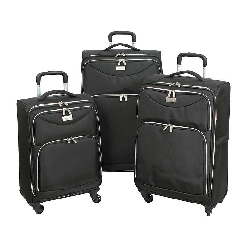 Geoffrey Beene 3-Piece Polyester Spinner Luggage Set, Midnight Black (GB3682-3) image 1