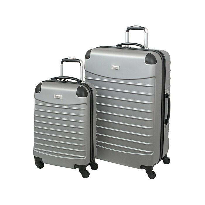 Geoffrey Beene 2-Piece Hardside Spinner Luggage Set, Silver