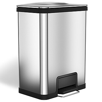 halo AirStep Stainless Steel Rectangular Step Pedal Trash Can with AbsorbX Odor Control System, 13 Gal., Silver (TR13SS)