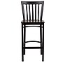 Flash Furniture HERCULES Series Traditional Metal School House Back Restaurant Barstool, Black/Walnut Wood (XU6R8BSCHBARWAW)~#|#~sp112224742_sc7