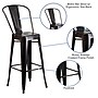 Flash Furniture Kai Contemporary Metal Slat Back Bar Stool, Black-Antique Gold (CH3132030GBBQ)~#|#~sp112224810_sc7