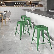 Flash Furniture Industrial Metal Restaurant Counter Height Stool, Green (CH3132024GN)