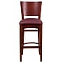 Flash Furniture Lacey Series Traditional Wood Full Back Restaurant Barstool, Mahogany Wood/Burgundy (XUDGW094BMABGV)~#|#~sp112224925_sc7