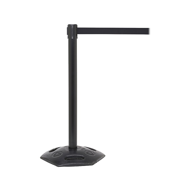 Queue Solutions WeatherMaster 250 19" Nylon Crowd Control Belt Barrier, Black/Yellow (WMR250B-YBCWF110) image 1