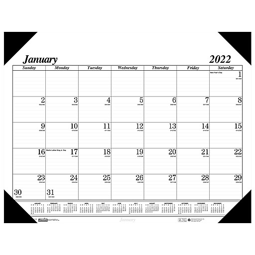 2022 House of Doolittle 13" x 18.5" Desk Pad Calendar, Economy, Black