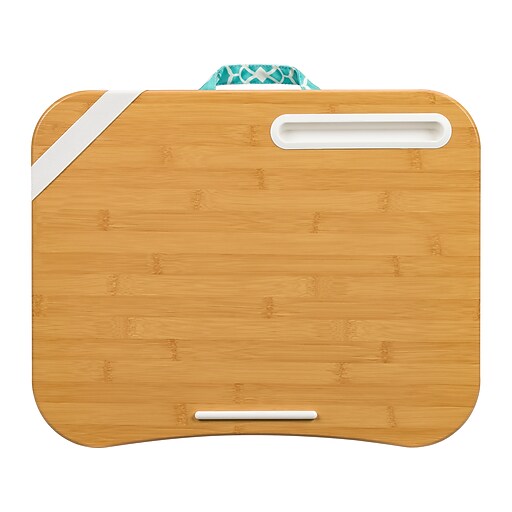 LapGear Designer 17.75" x 13.75" Lap Desk, Wood/Aqua Trellis (45422