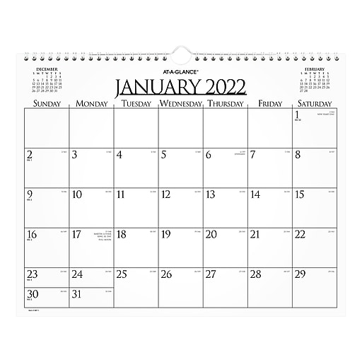 2022 At A Glance 12 X 15 Wall Calendar White 997 1 22 At Staples