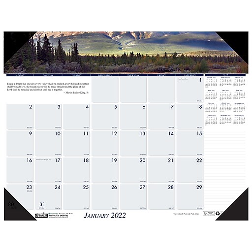 2022 House Of Doolittle 17" X 22" Desk Pad Calendar, Earthscapes Mountains The World, Multicolor (176-22) | Staples