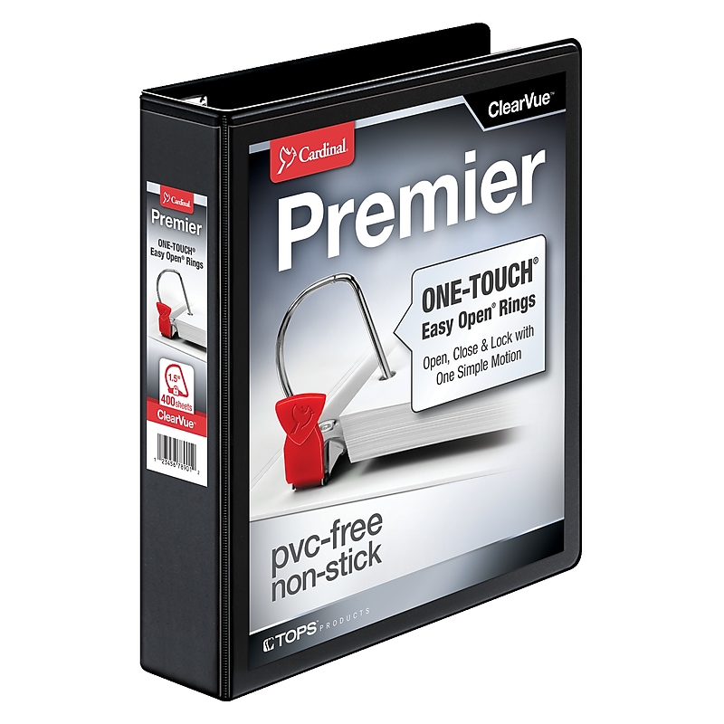 Cardinal Premier Heavy Duty 3" 3-Ring View Binders, D-Ring, Black (10331) image 1