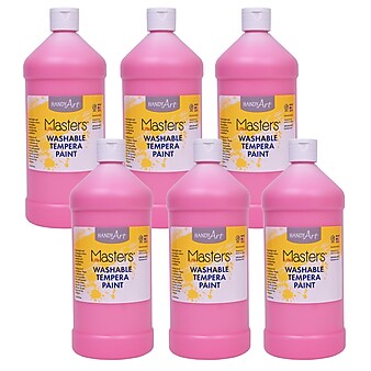 Handy Art Little Masters Washable Tempera Paint, Pink, 32oz., 6/Pack (RPC213722-6)