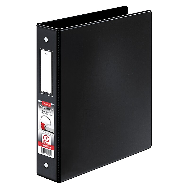 Cardinal EasyOpen Heavy Duty 1 1/2" 3-Ring Non-View Binders, D-Ring, Black (18822CB) image 1