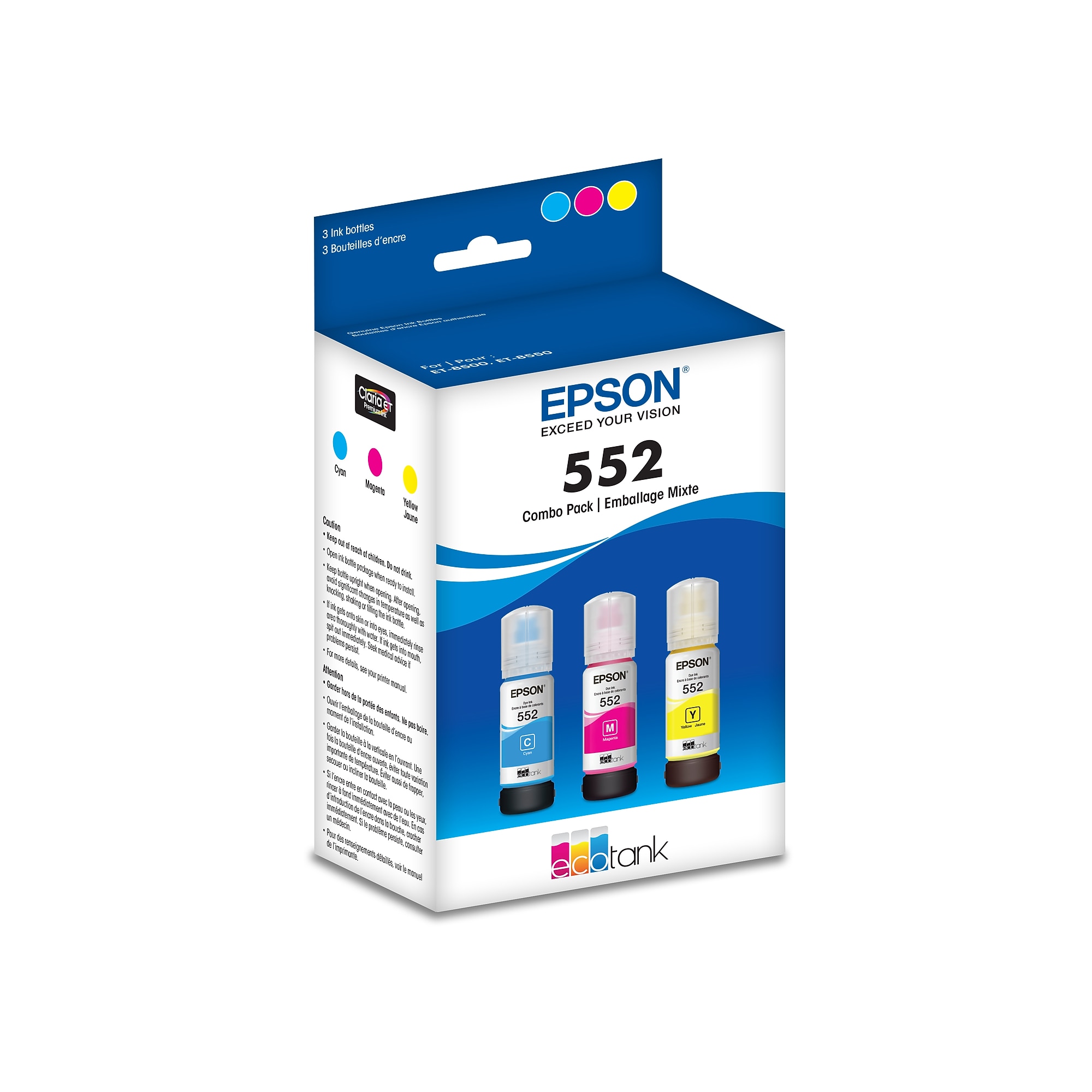 Epson T552 Cyan/Magenta/Yellow High Yield Ink Cartridge Refill, 3/Pack Sansujyuku sansujyuku.com