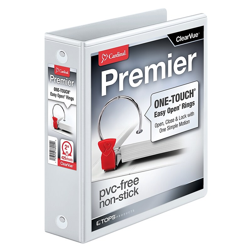 Cardinal ClearVue 2" 3-Ring View Binders, White (11120) image 1
