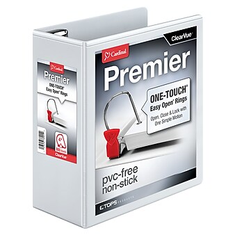 Cardinal Premier EasyOpen ClearVue 4" Slant-D 3-Ring View Binder, White (CRD10340)