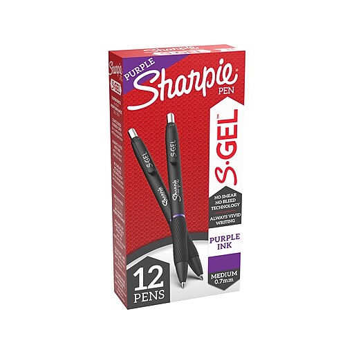 Sharpie SGel Retractable Gel Pen, Medium Point, Purple Ink, Dozen