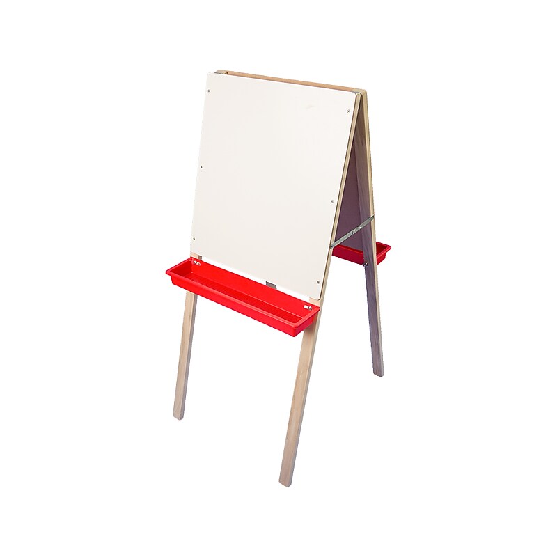 Flipside Child's Double Dry-/Wet-Erase Easel, 44", White/Green/Red/Wood, Assorted Materials (17307) image 1