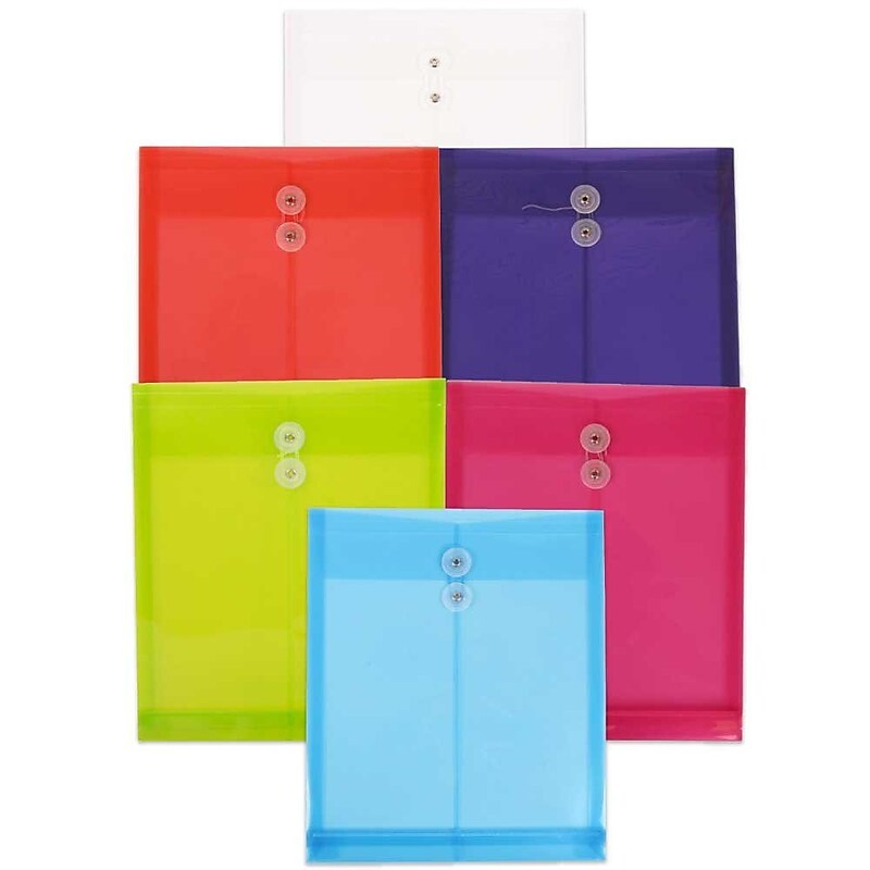 Jam Paper Plastic File Pocket, Letter Size, Assorted, 6/Pack (118B1assrtd) image 1