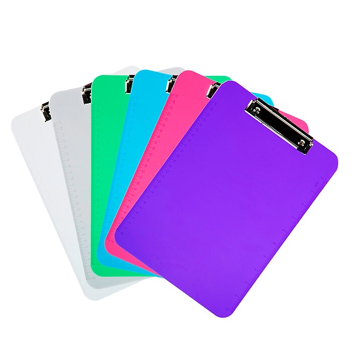 JAM Paper Plastic Clipboard, Letter Size, Assorted Colors, 6/Pack