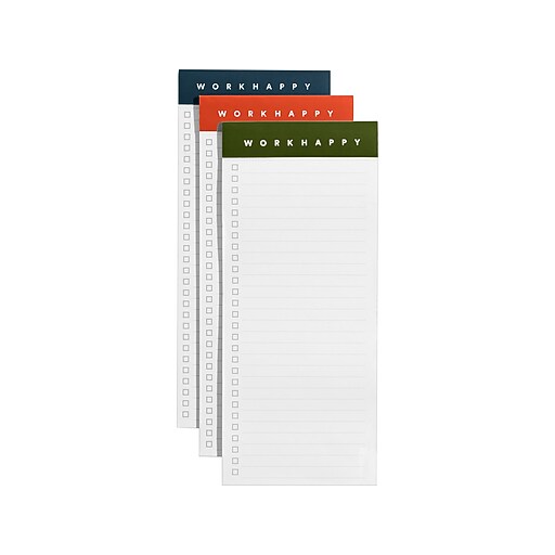 Poppin Work Happy List Pads, Lagoon/Clay/Olive, 50 Sheets/Pad