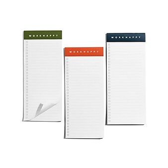 Poppin Work Happy Magnetic List Pads, Lagoon/Clay/Olive, 50 Sheets/Pad, 3 Pads/Pack (106511)
