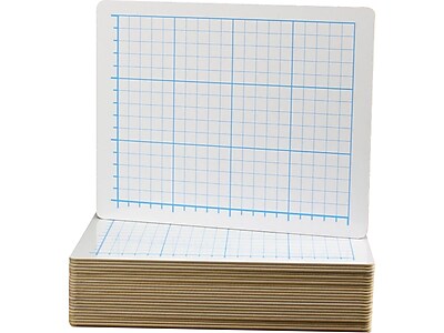9" X 12" Two Sided Quadrant Grid Dry Erase Board - 1by2" Square Bulk Class Pack 24