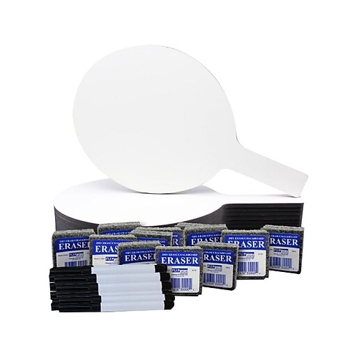 Flipside 36Piece Oval DryErase Answer Paddle, Eraser, and Pen Class