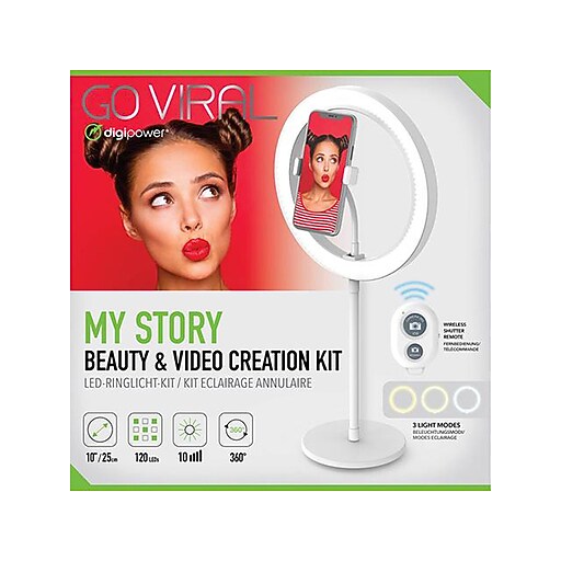 DigiPower Go Viral MY STORY Beauty and Video Creation Kit, White (DP
