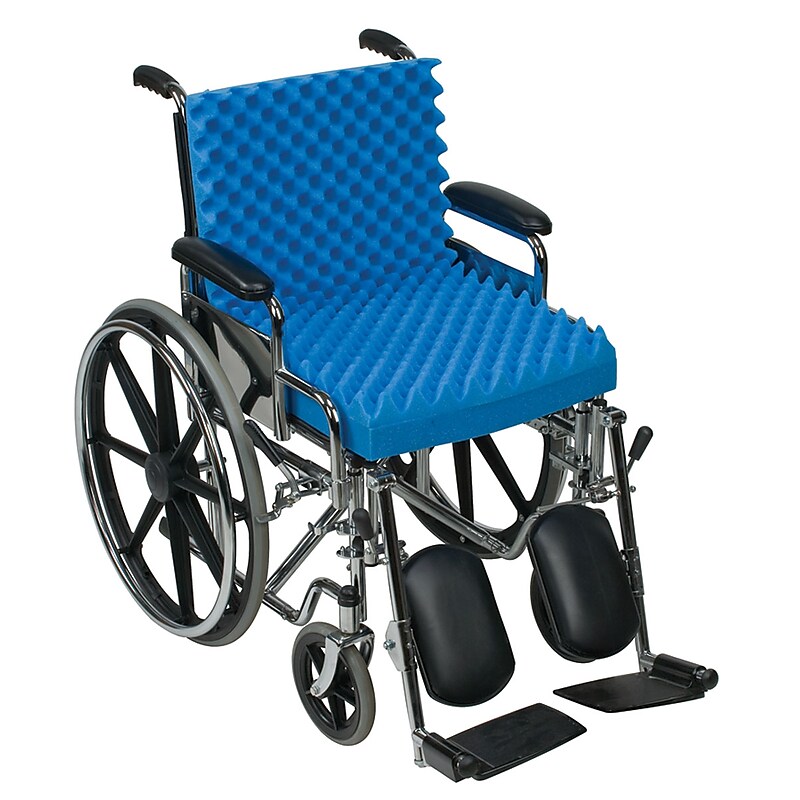 DMI 18" x 32" x 3" Foam Convoluted Chair Seat and Back Pad, Blue (552-8005-0000) image 1