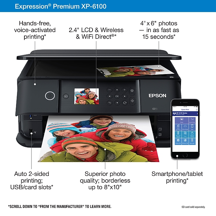 Epson Expression Home XP-6100 Wireless Color Inkjet Printer, All