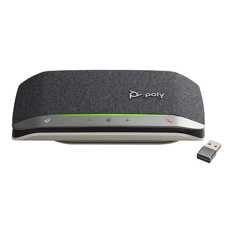 Poly Sync 20+ USB-A Speakerphone with BT600, MS Certified, Silver/Black (772C9AA) image 1