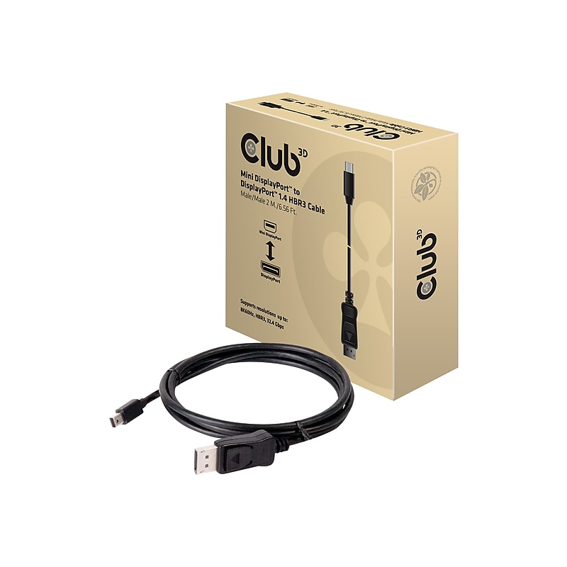 Club 3D CAC-1115 6.56' Mini DisplayPort/DisplayPort Audio/Video Cable, Black image 1